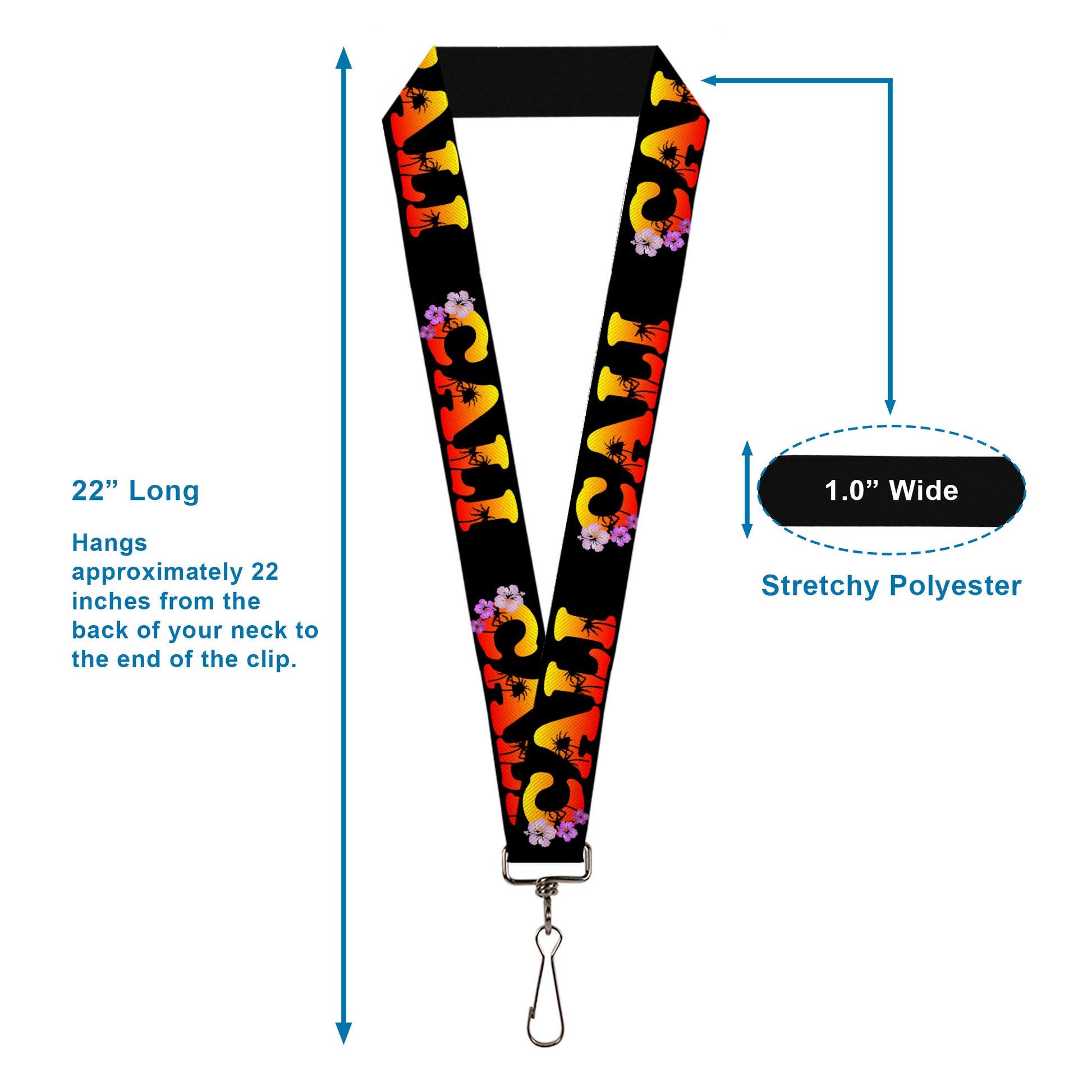 Lanyard - 1.0" - CALI Tropical Black Multi Color Lanyards Buckle-Down