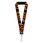 Lanyard - 1.0" - CALI Tropical Black Multi Color Lanyards Buckle-Down