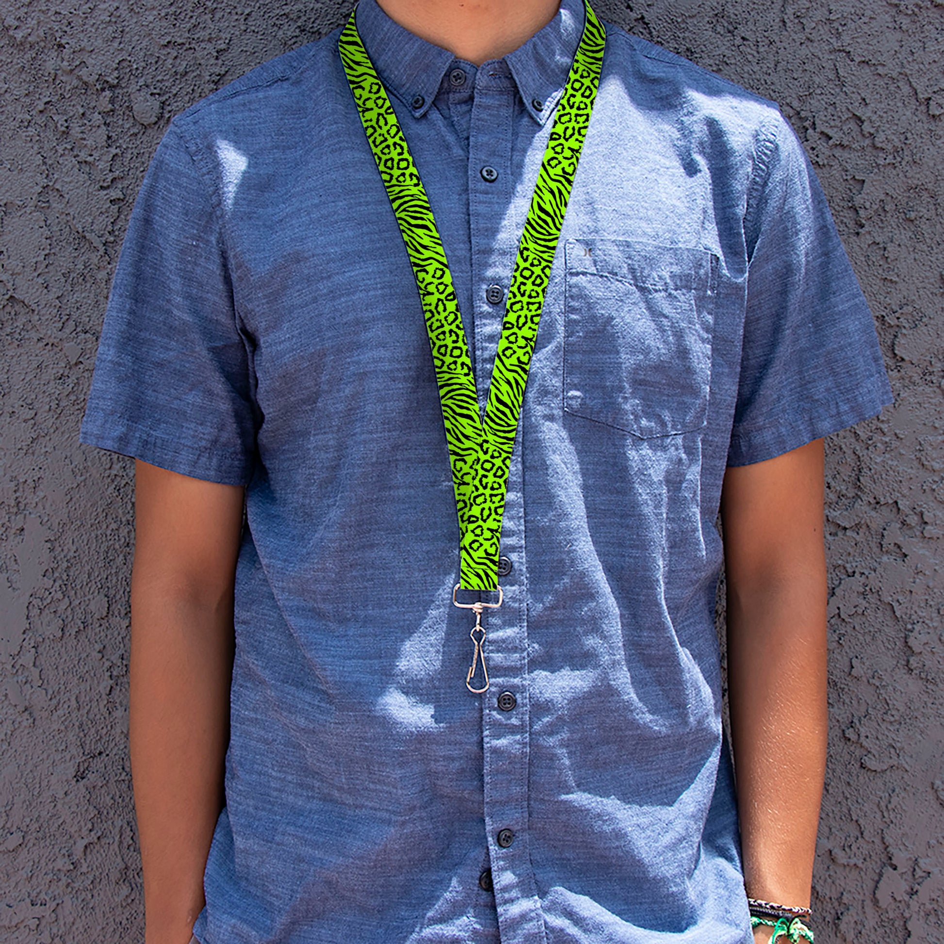 Lanyard - 1.0" - Cheebra Green Black Lanyards Buckle-Down