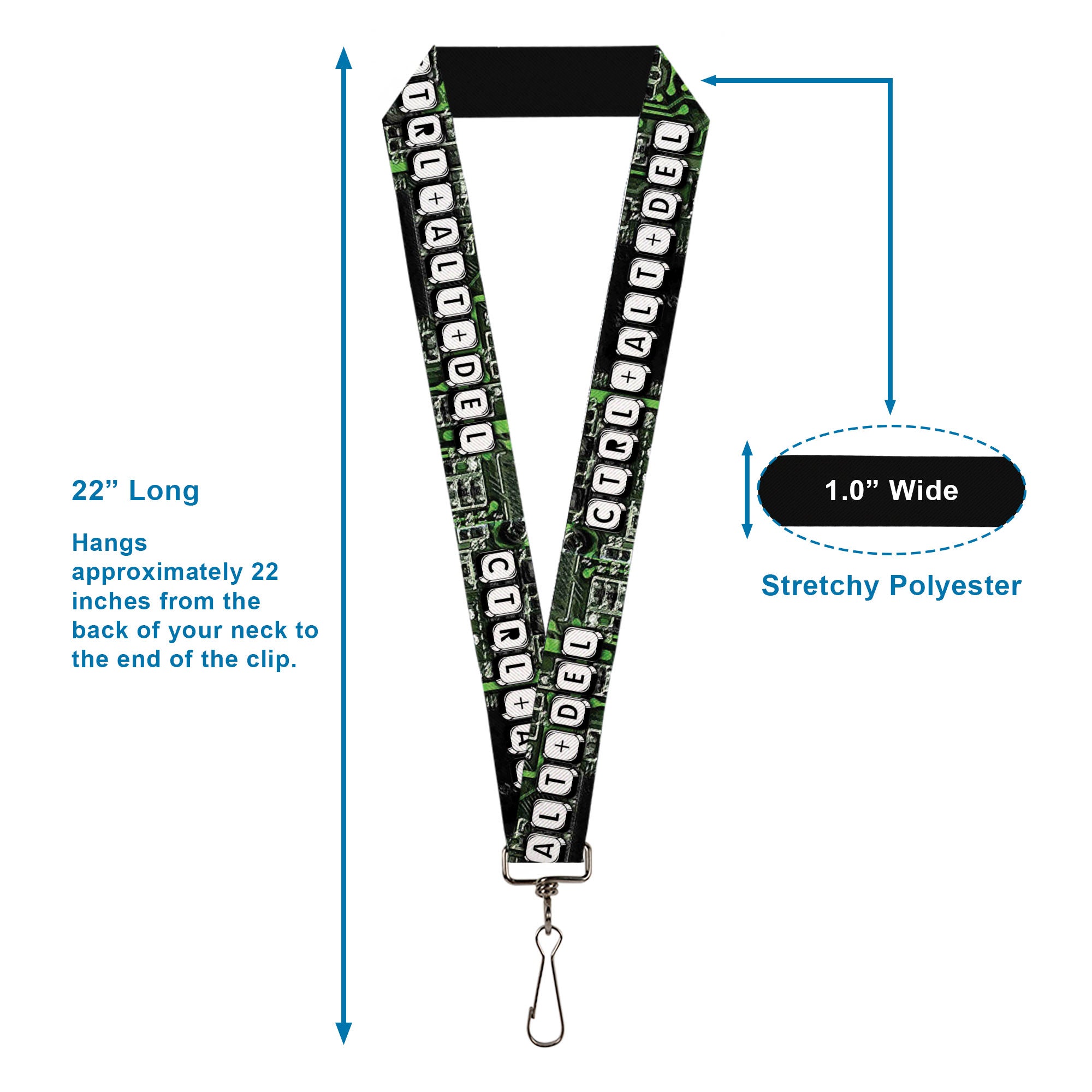 Lanyard - 1.0" - CTRL+ALT+DEL Chip Lanyards Buckle-Down