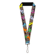Lanyard - 1.0" - Cute Dinosaurs w Mustaches Gray Lanyards Buckle-Down