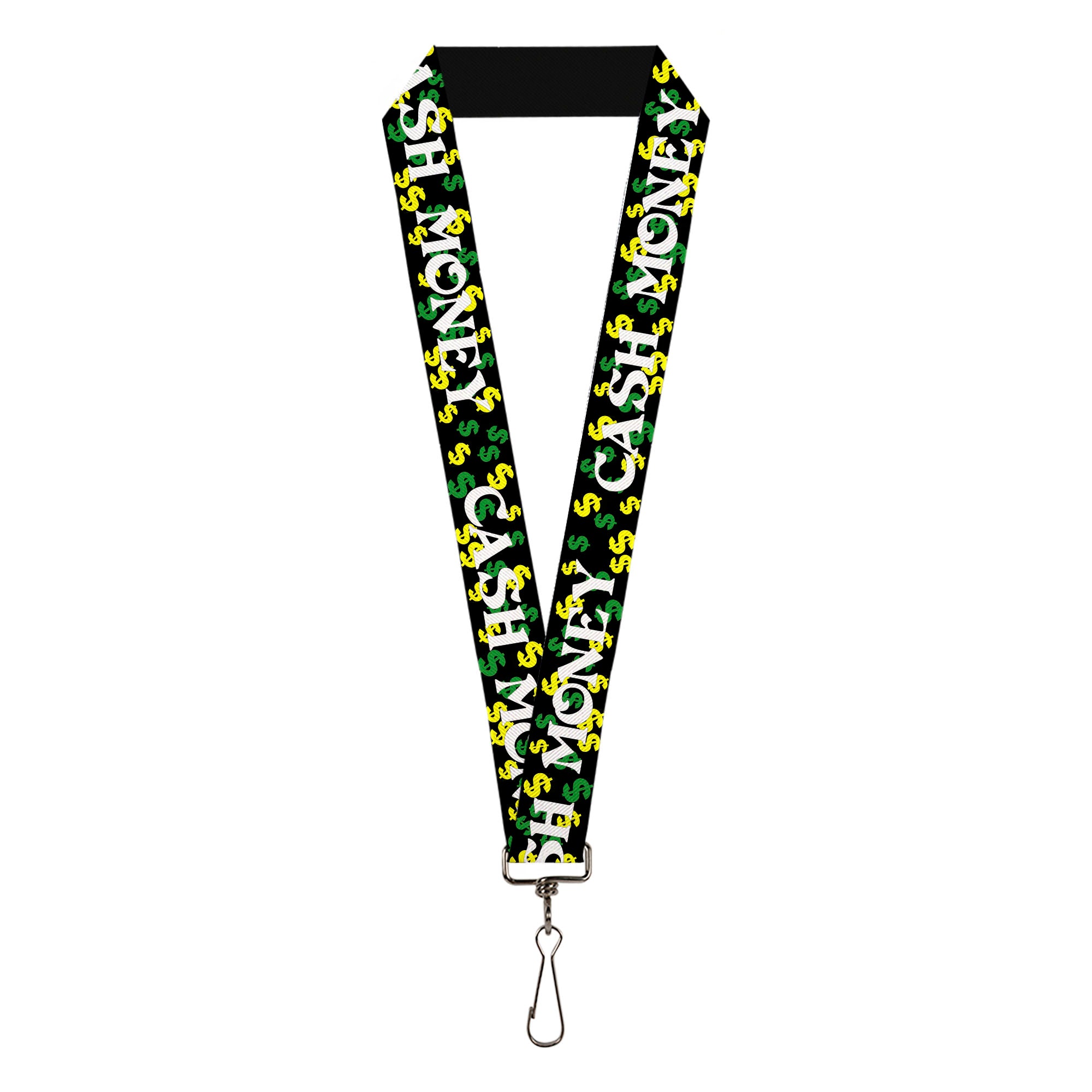 Lanyard - 1.0" - CASH MONEY w $$$ Black White Yellow Green Lanyards Buckle-Down