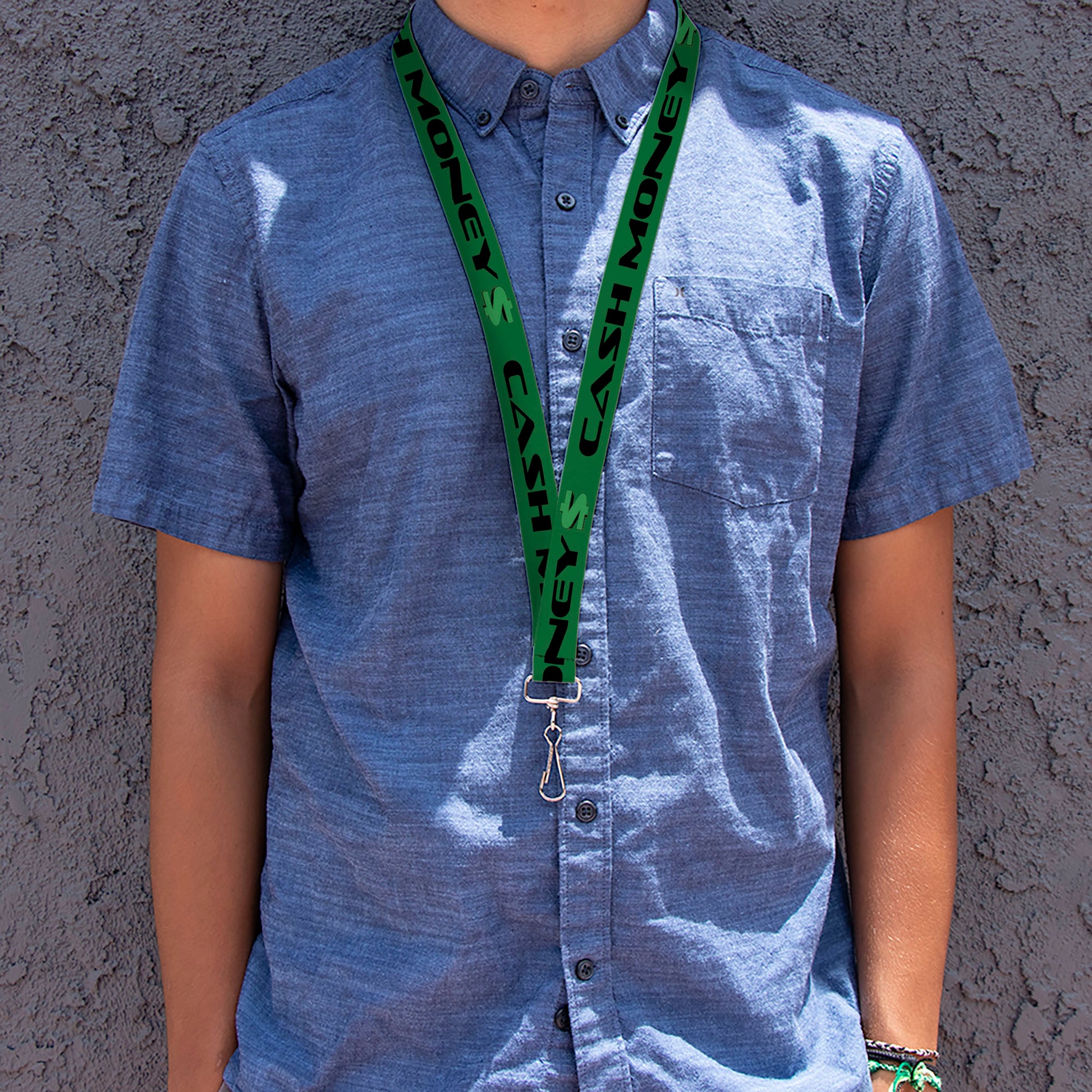 Lanyard - 1.0" - CASH MONEY $ Green Black Lanyards Buckle-Down