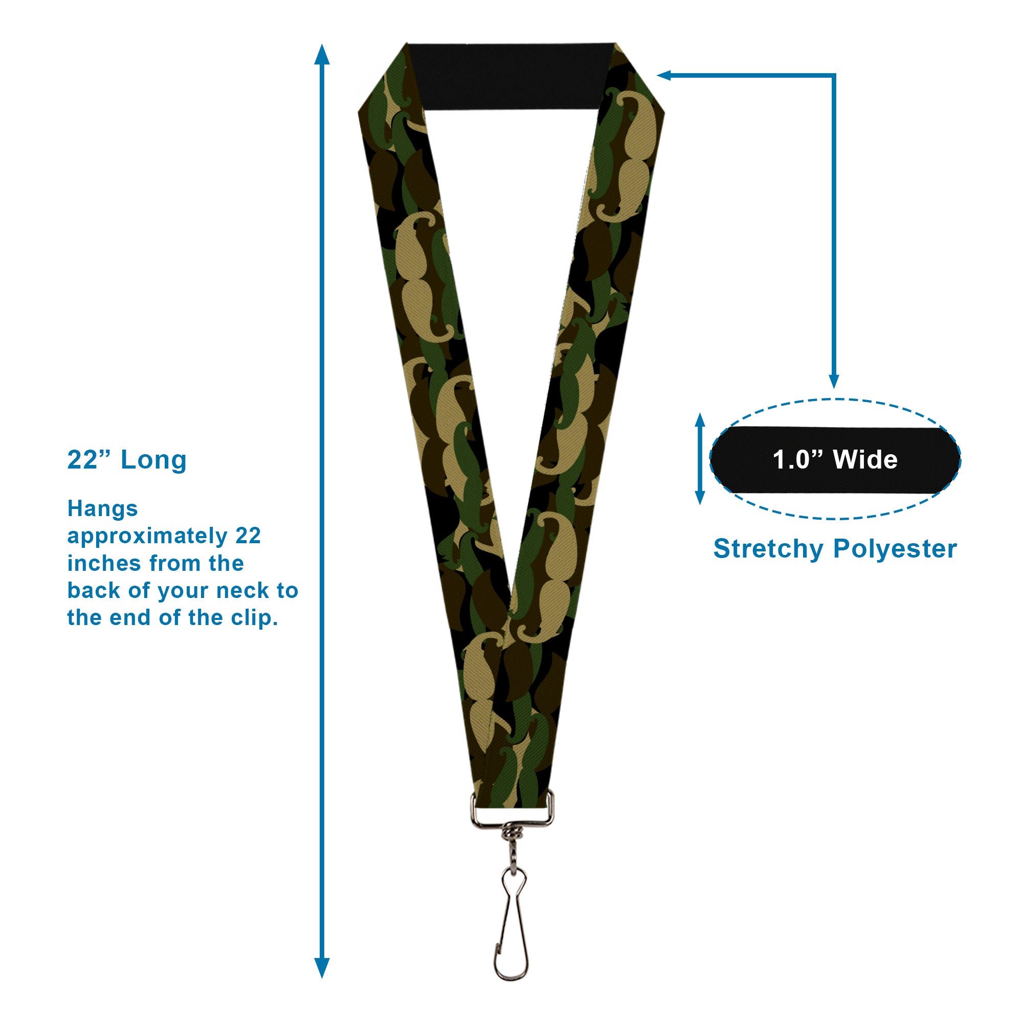 Lanyard - 1.0" - Camo'stache Lanyards Buckle-Down