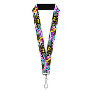 Lanyard - 1.0" - Cali Bear CALI Graffiti Pot Leaves Black Multi Color Lanyards Buckle-Down
