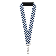 Lanyard - 1.0" - Checker Sapphire Blue White Lanyards Buckle-Down