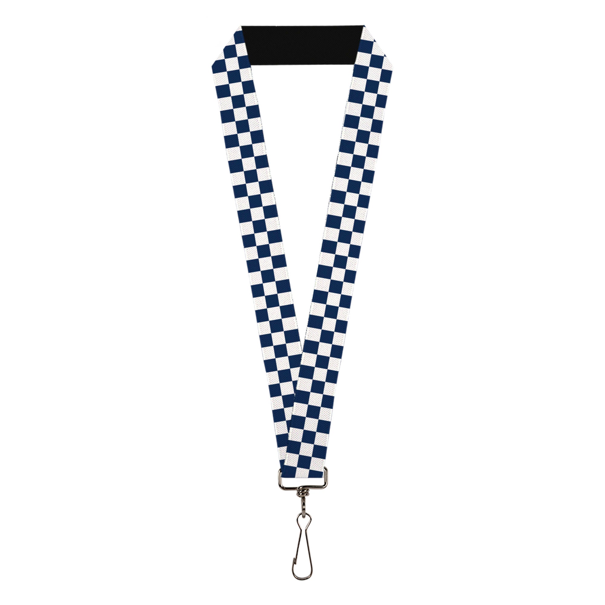 Lanyard - 1.0" - Checker Sapphire Blue White Lanyards Buckle-Down