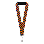 Lanyard - 1.0" - Checker Orange Dark Blue Lanyards Buckle-Down