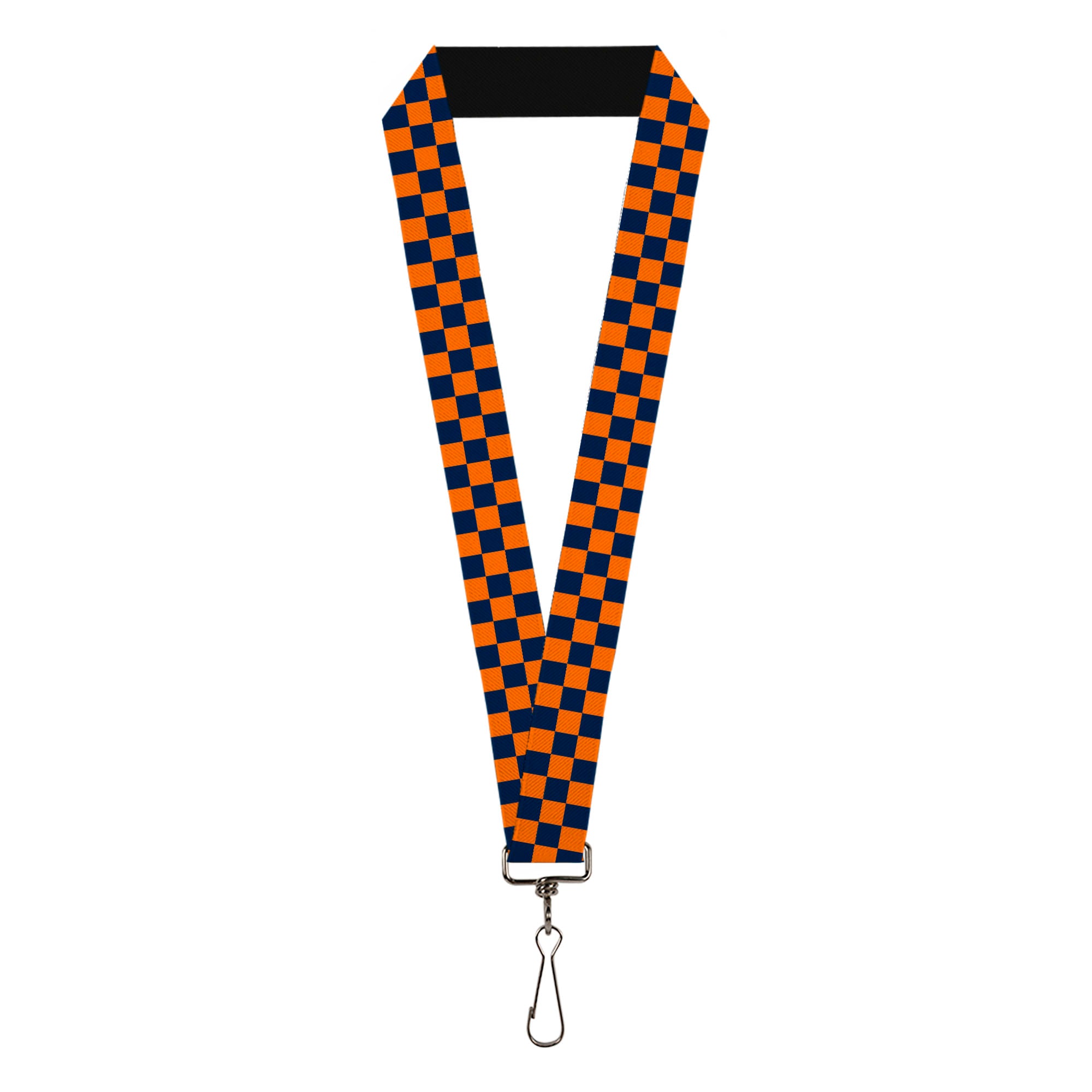 Lanyard - 1.0" - Checker Orange Dark Blue Lanyards Buckle-Down