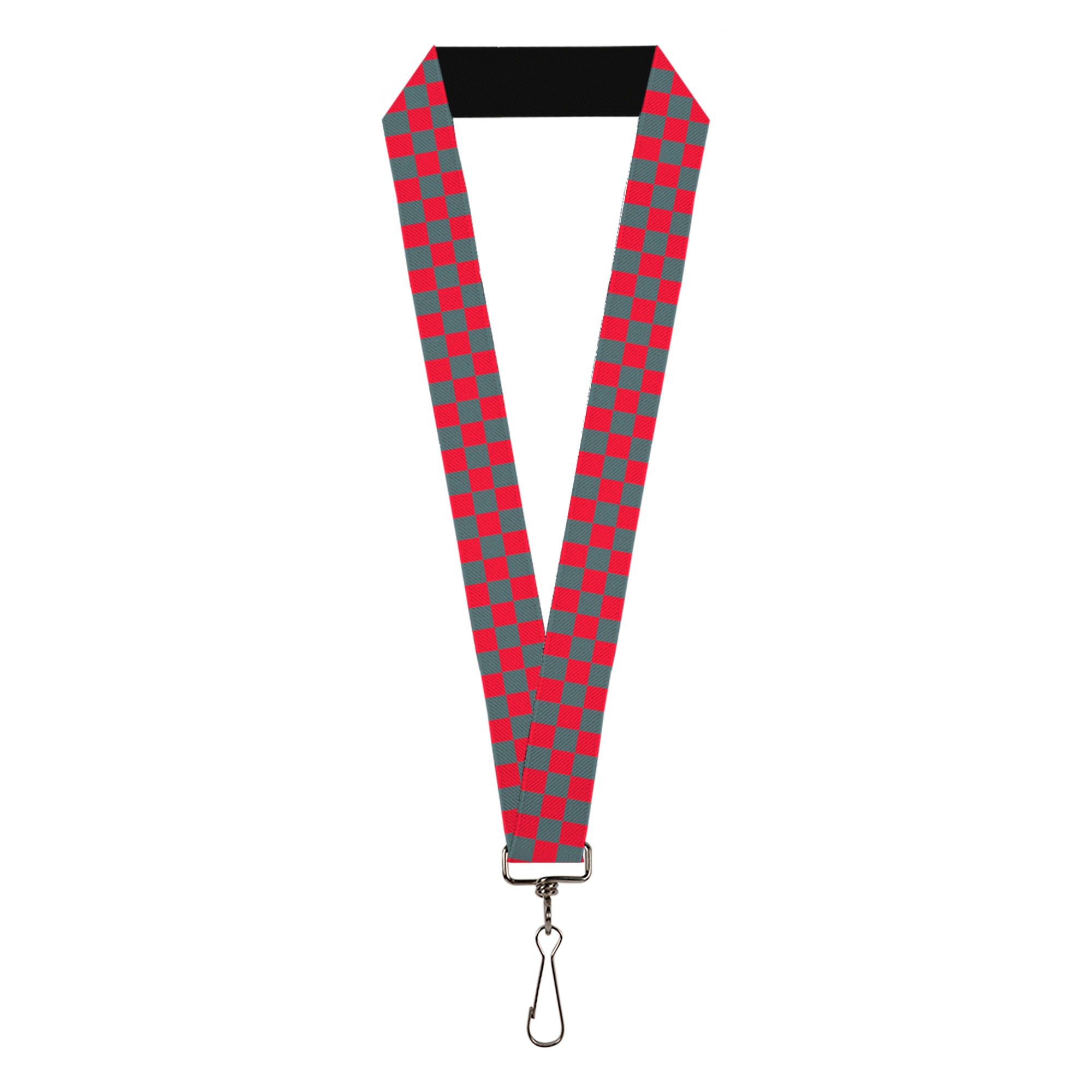 Lanyard - 1.0" - Checker Crimson Red Gray Lanyards Buckle-Down