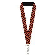 Lanyard - 1.0" - Checker Black Orange Lanyards Buckle-Down