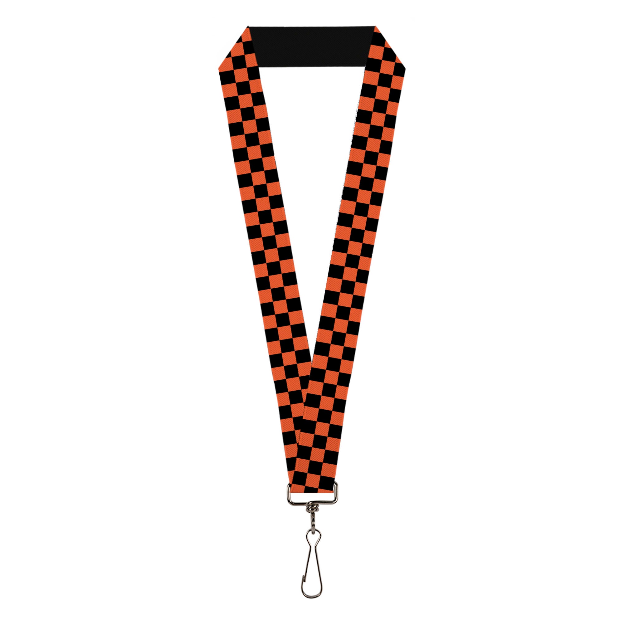 Lanyard - 1.0" - Checker Black Orange Lanyards Buckle-Down