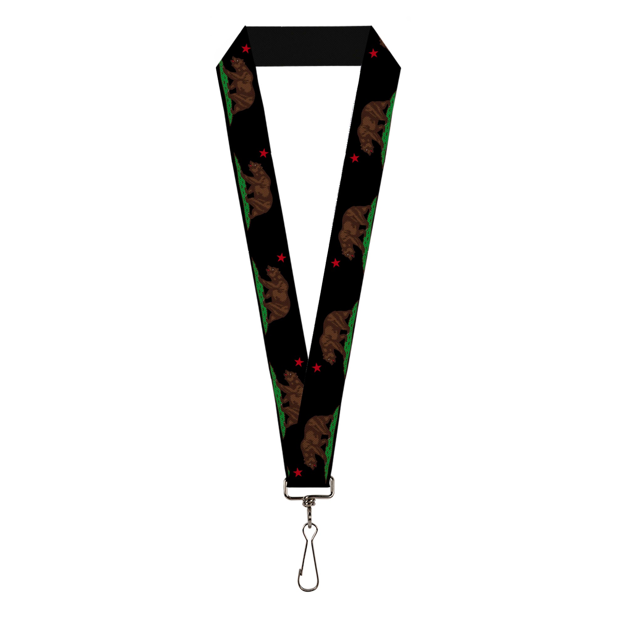 Lanyard - 1.0" - California Flag Bear Black Lanyards Buckle-Down