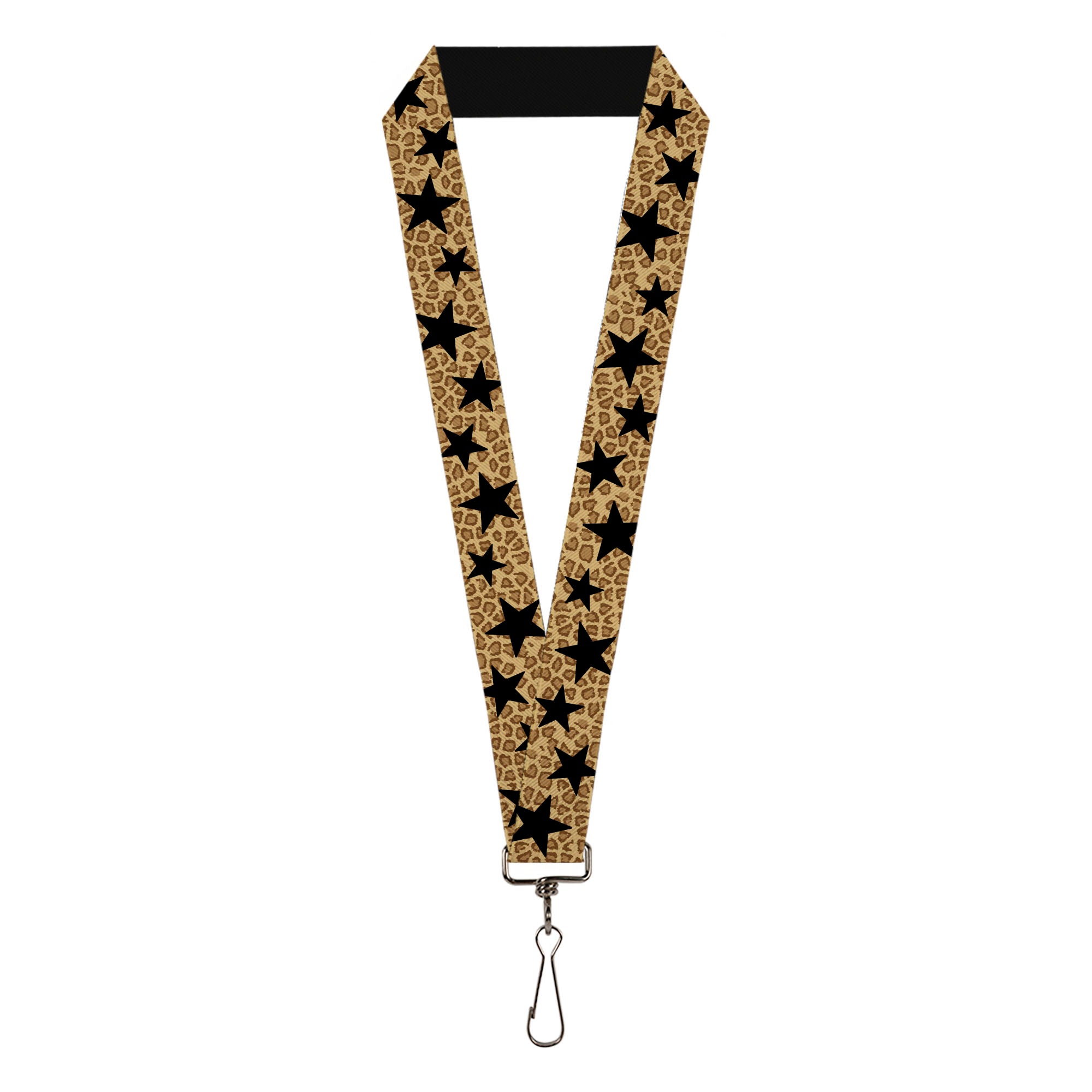 Lanyard - 1.0" - Cheetah Stars Tan Black Lanyards Buckle-Down