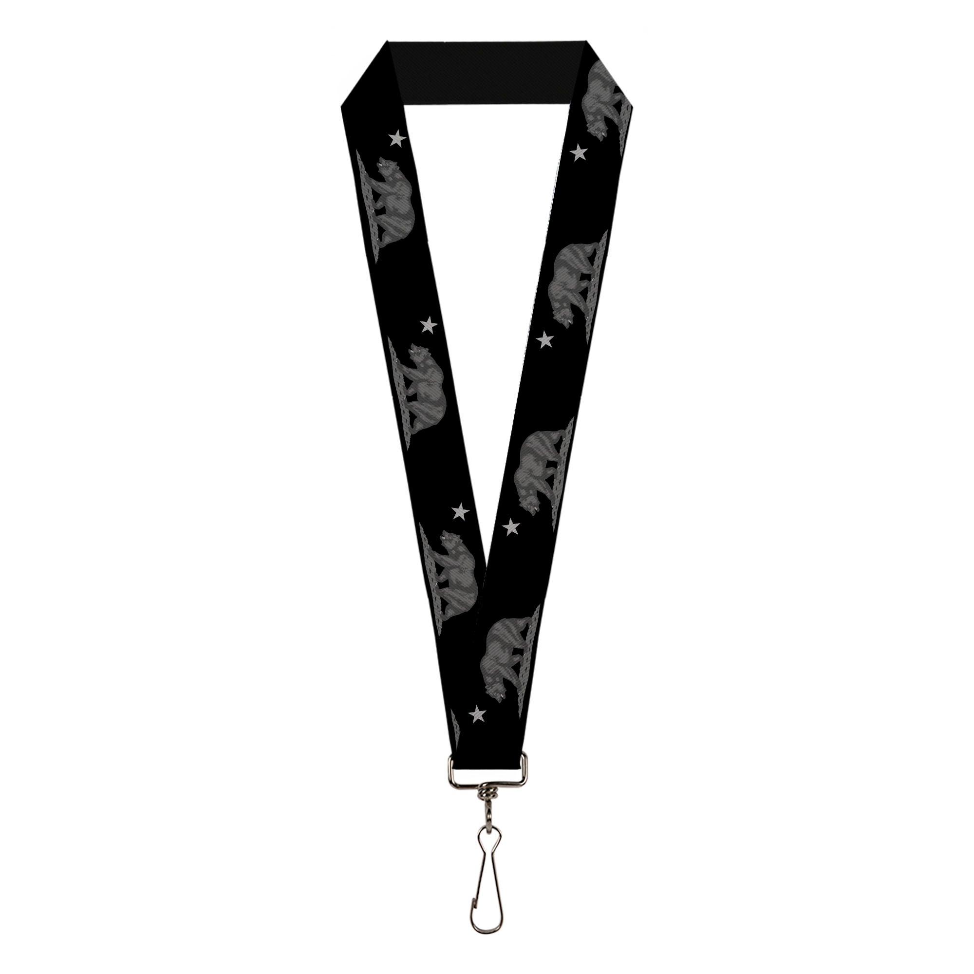 Lanyard - 1.0" - Cali Bear Black Grays Lanyards Buckle-Down