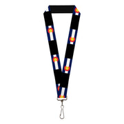 Lanyard - 1.0" - Colorado Flags3 Black Lanyards Buckle-Down