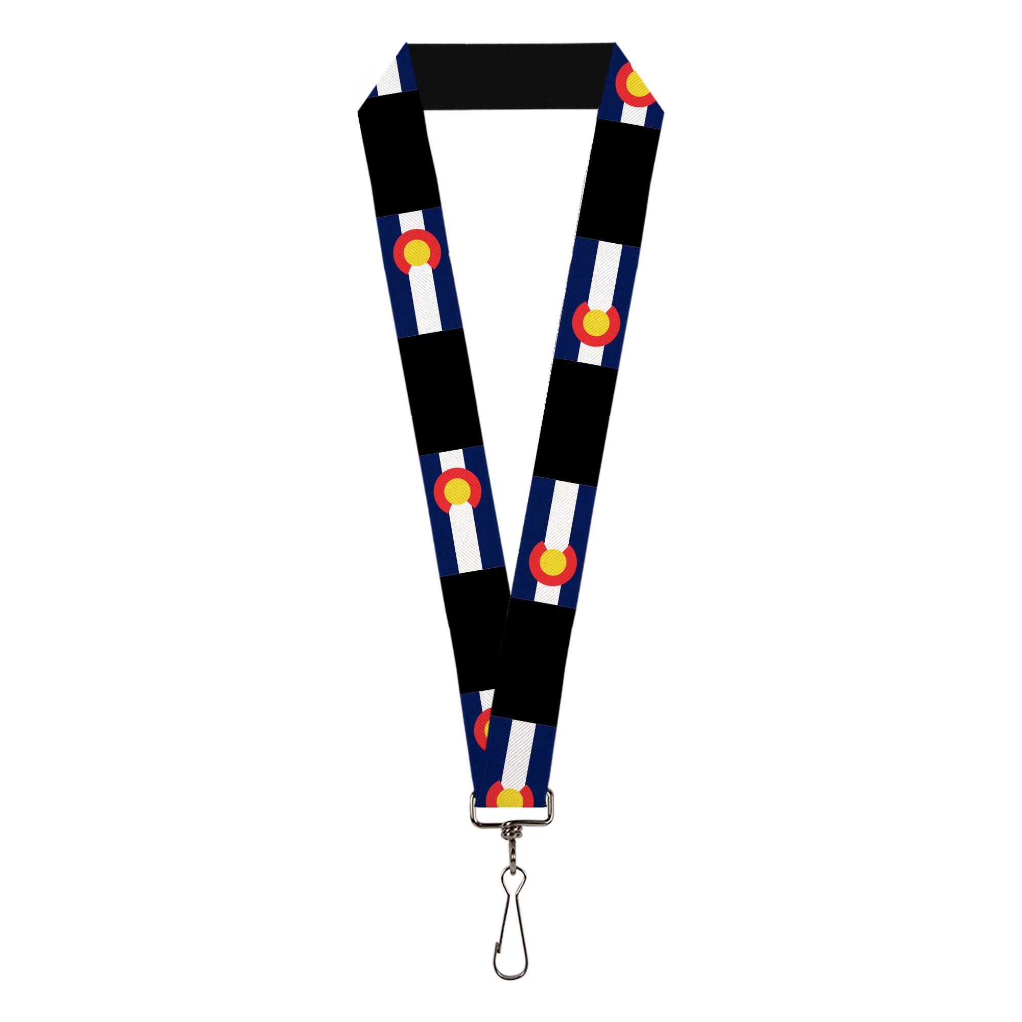 Lanyard - 1.0" - Colorado Flags3 Black Lanyards Buckle-Down