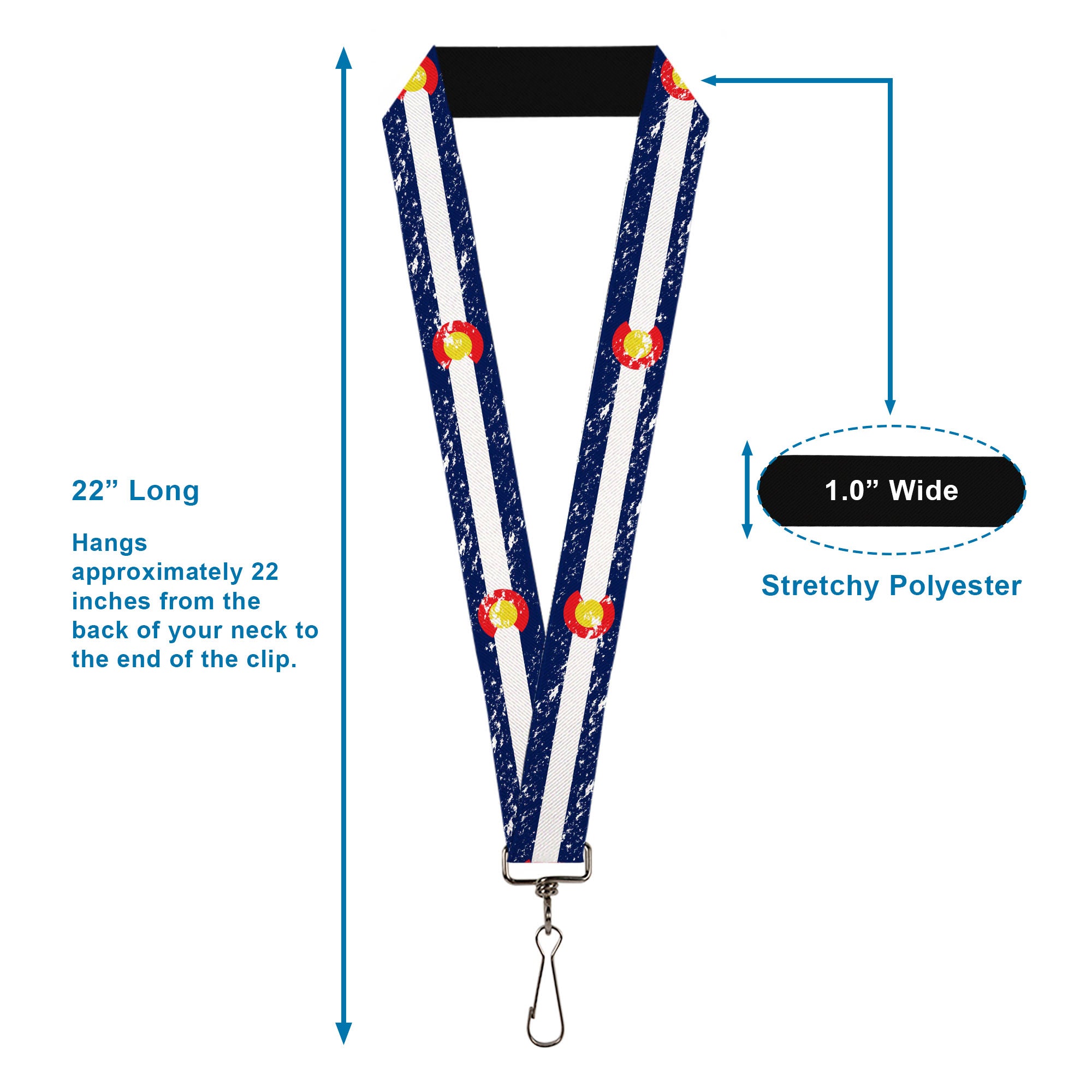 Lanyard - 1.0" - Colorado Flags4 Weathered Lanyards Buckle-Down