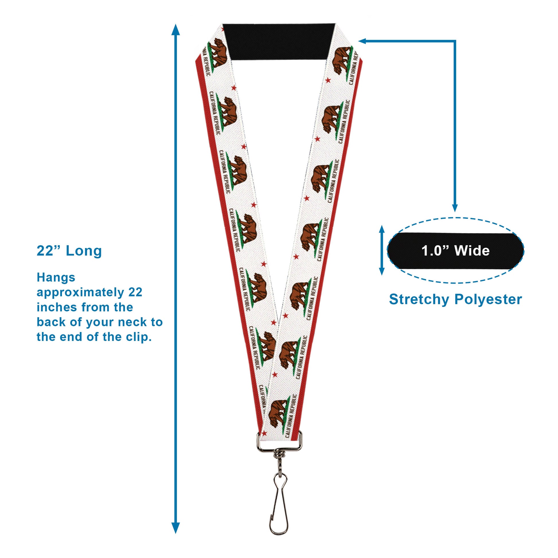 Lanyard - 1.0" - California State Flag White Lanyards Buckle-Down