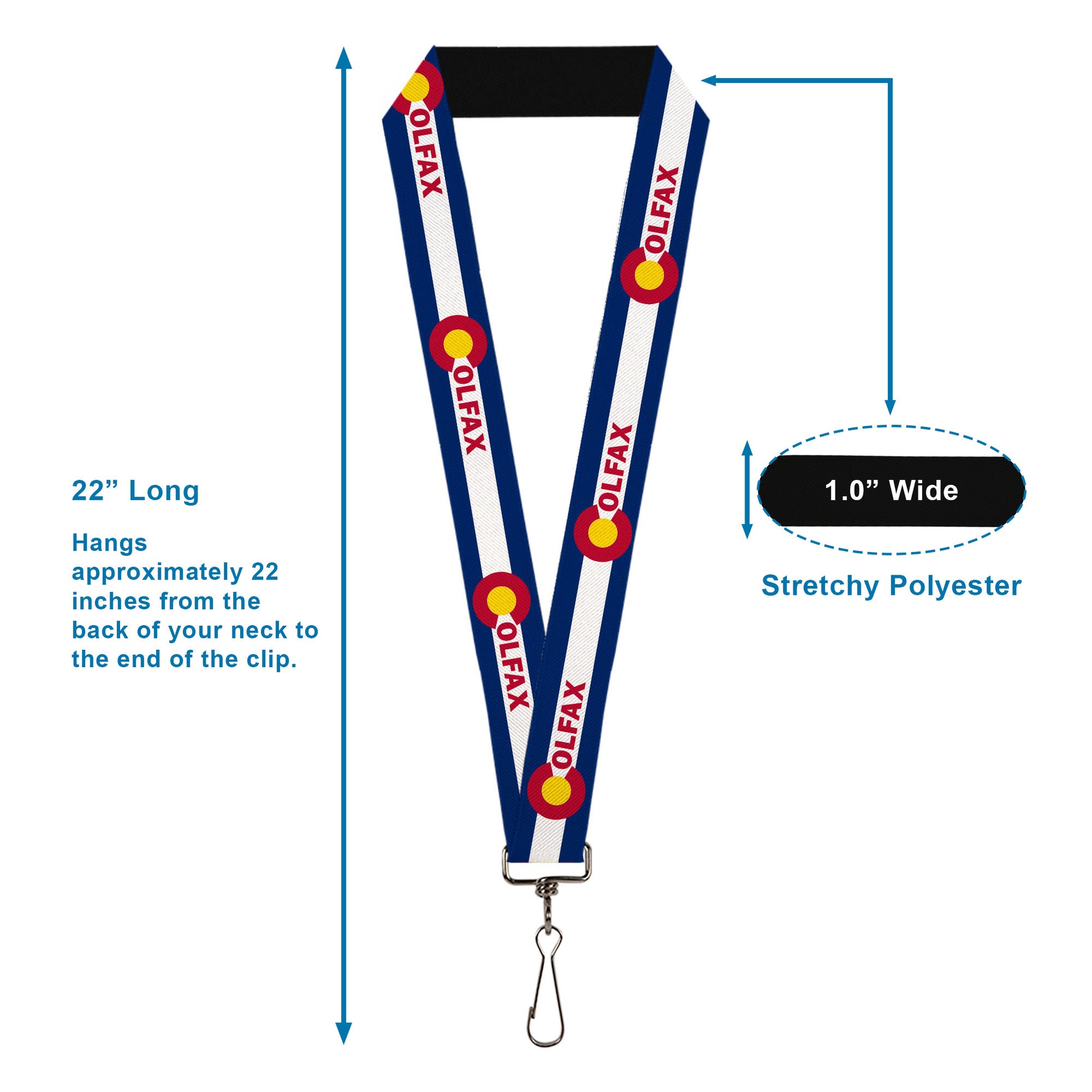 Lanyard - 1.0" - Colfax Colorado Flag Lanyards Buckle-Down
