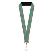 Lanyard - 1.0" - Cross Repeat Leopard Turquoise Pink Lanyards Buckle-Down