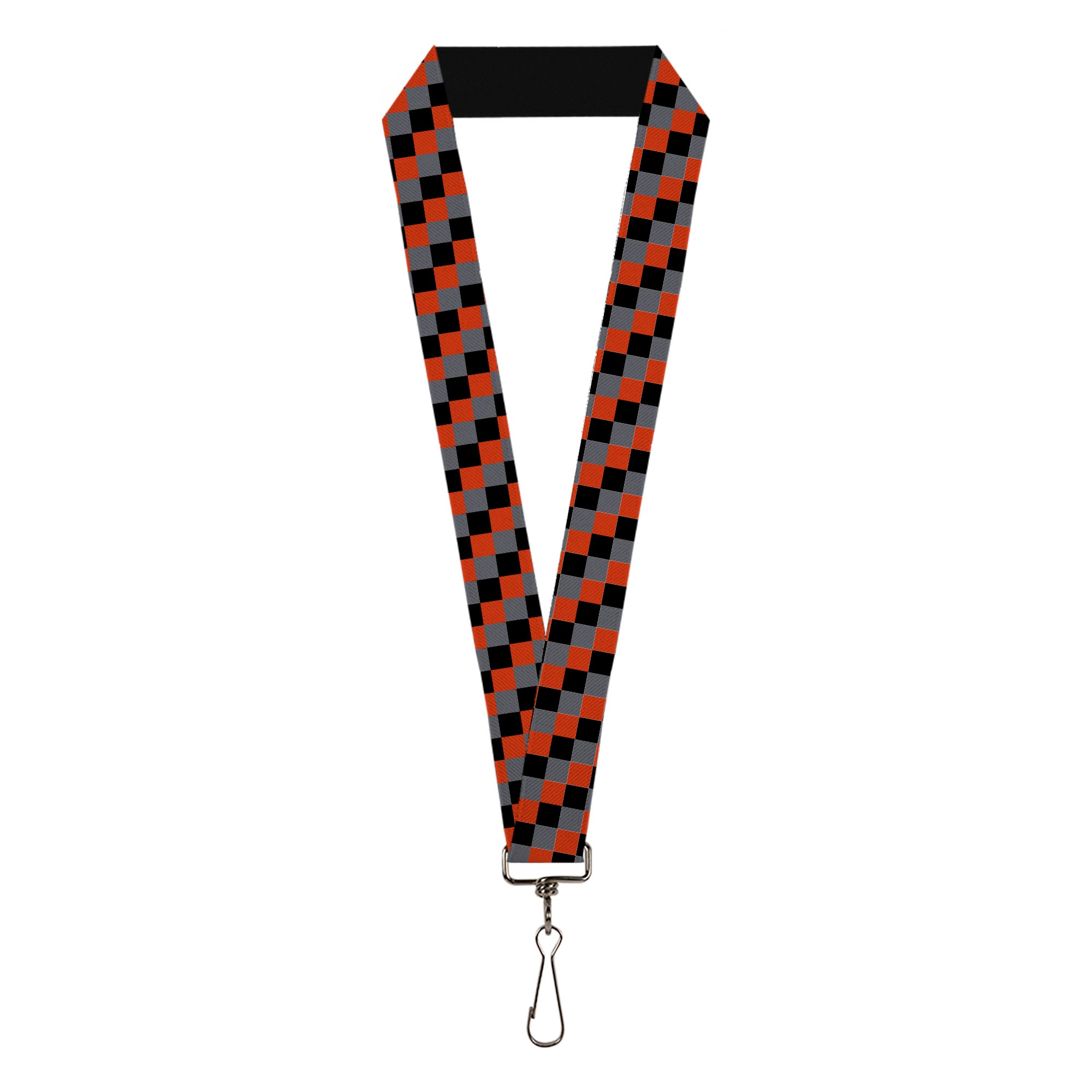 Lanyard - 1.0" - Checker Trio Gray Black Red Lanyards Buckle-Down