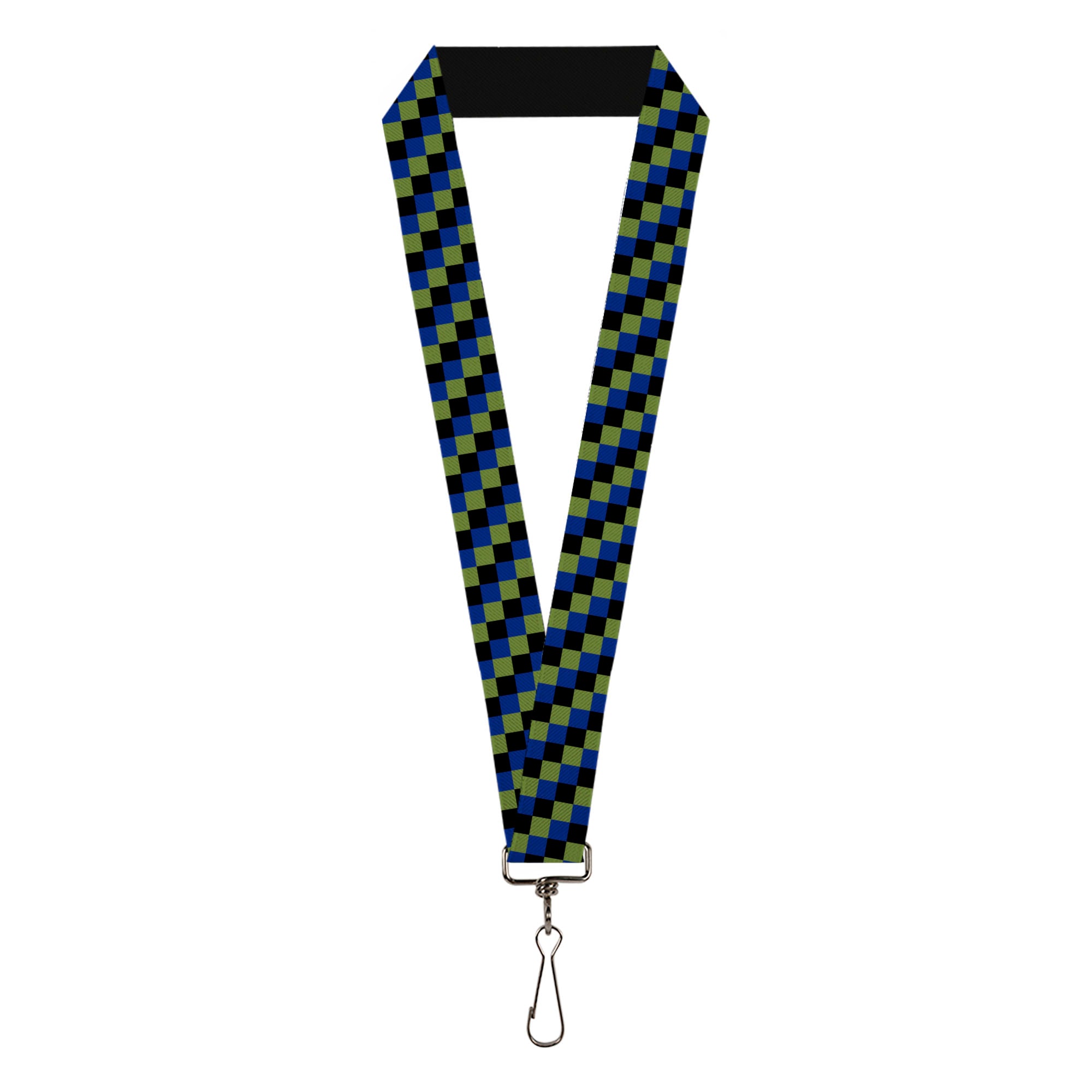 Lanyard - 1.0" - Checker Trio Green Black Blue Lanyards Buckle-Down