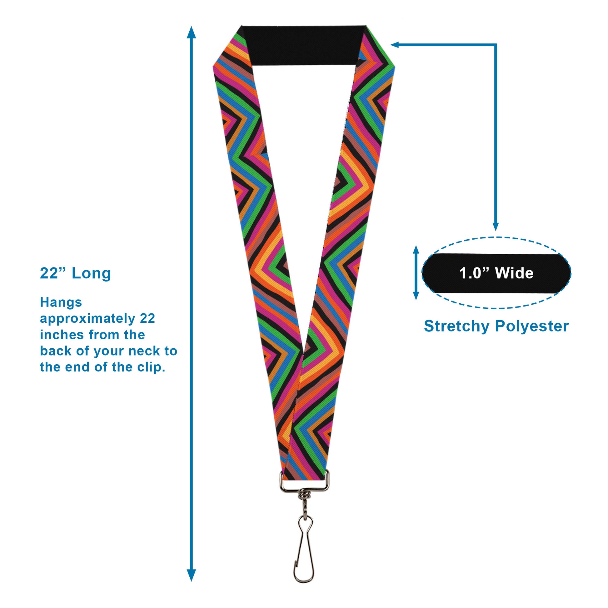 Lanyard - 1.0" - Diamond Freehand Multi Color Lanyards Buckle-Down
