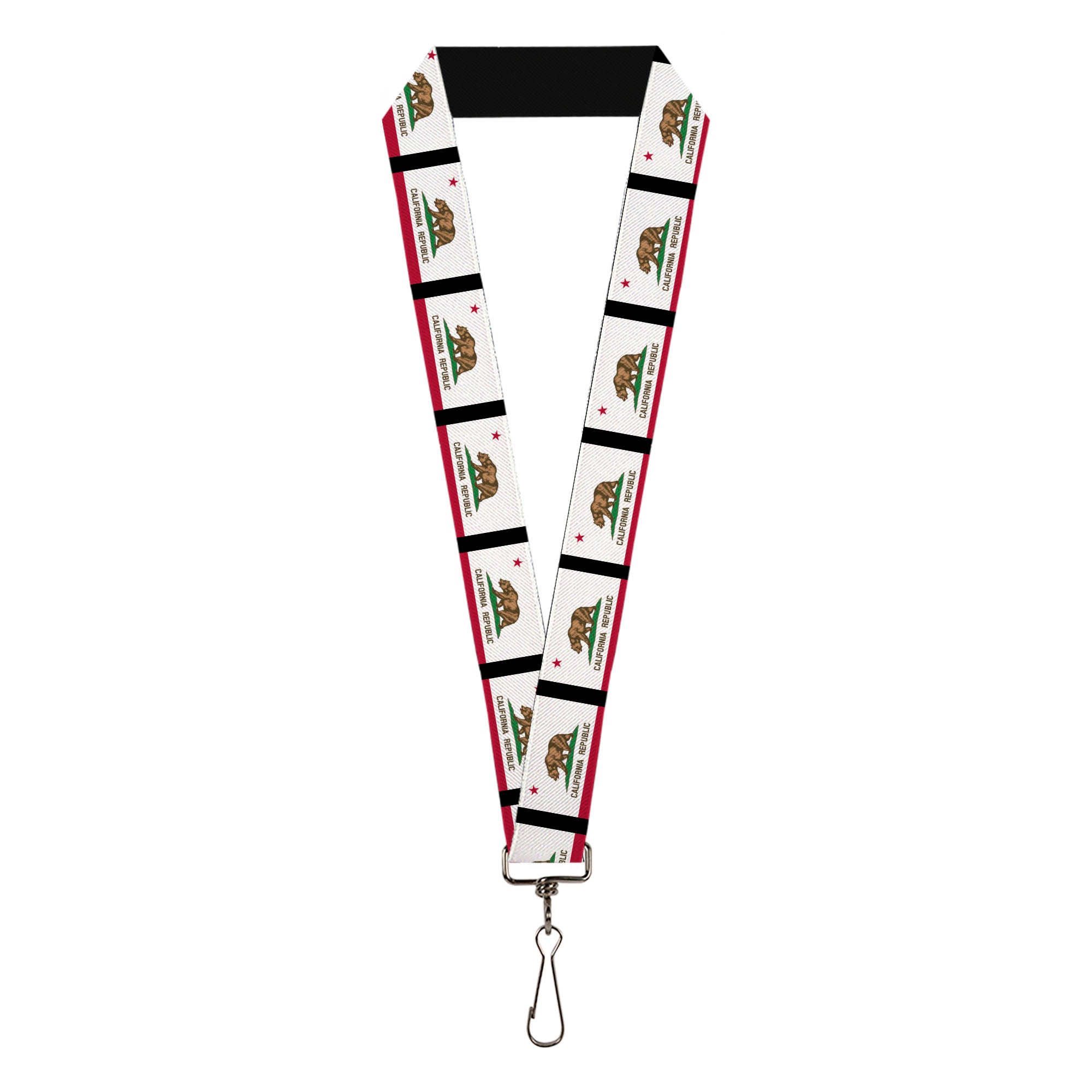 Lanyard - 1.0" - California Flag Repeat Black Lanyards Buckle-Down