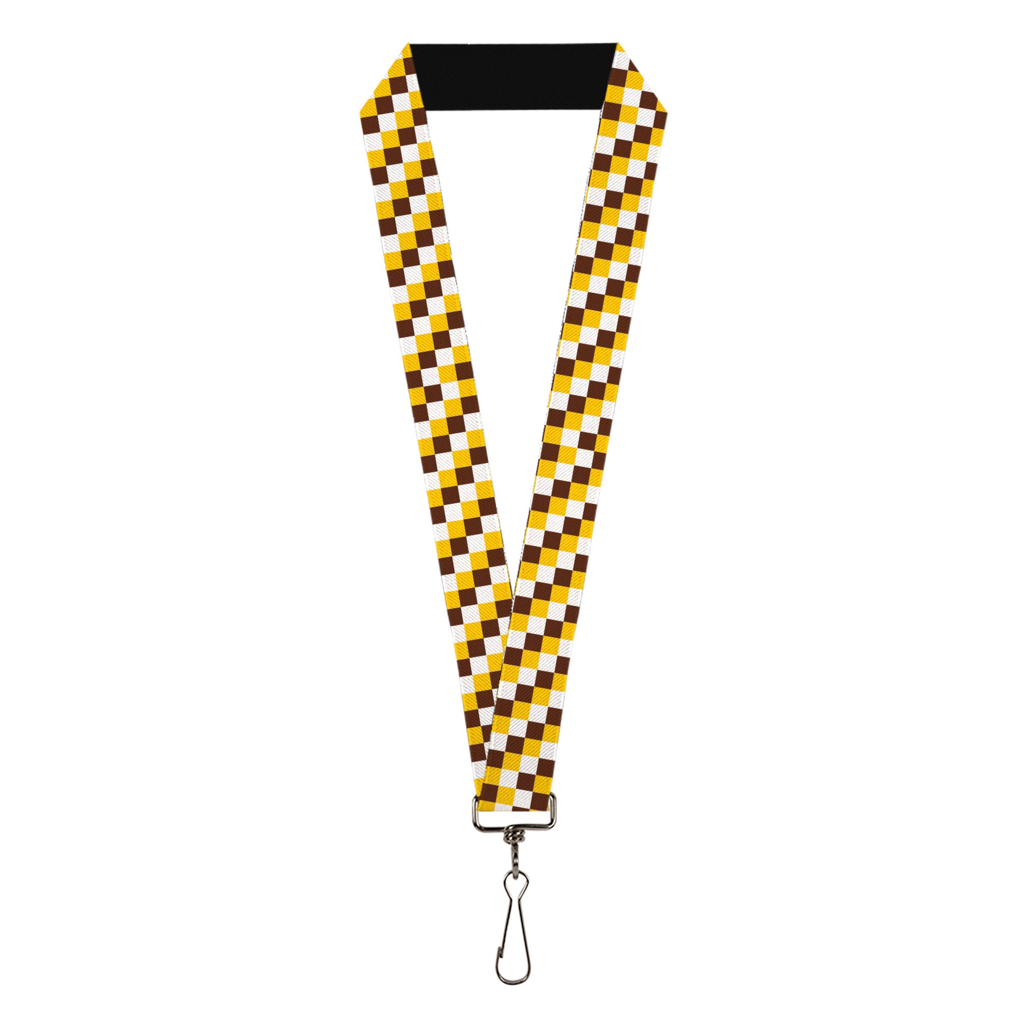 Lanyard - 1.0" - Checker White Gold Brown Lanyards Buckle-Down