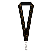 Lanyard - 1.0" - California Grizzly Bear Outline Black Brown Lanyards Buckle-Down
