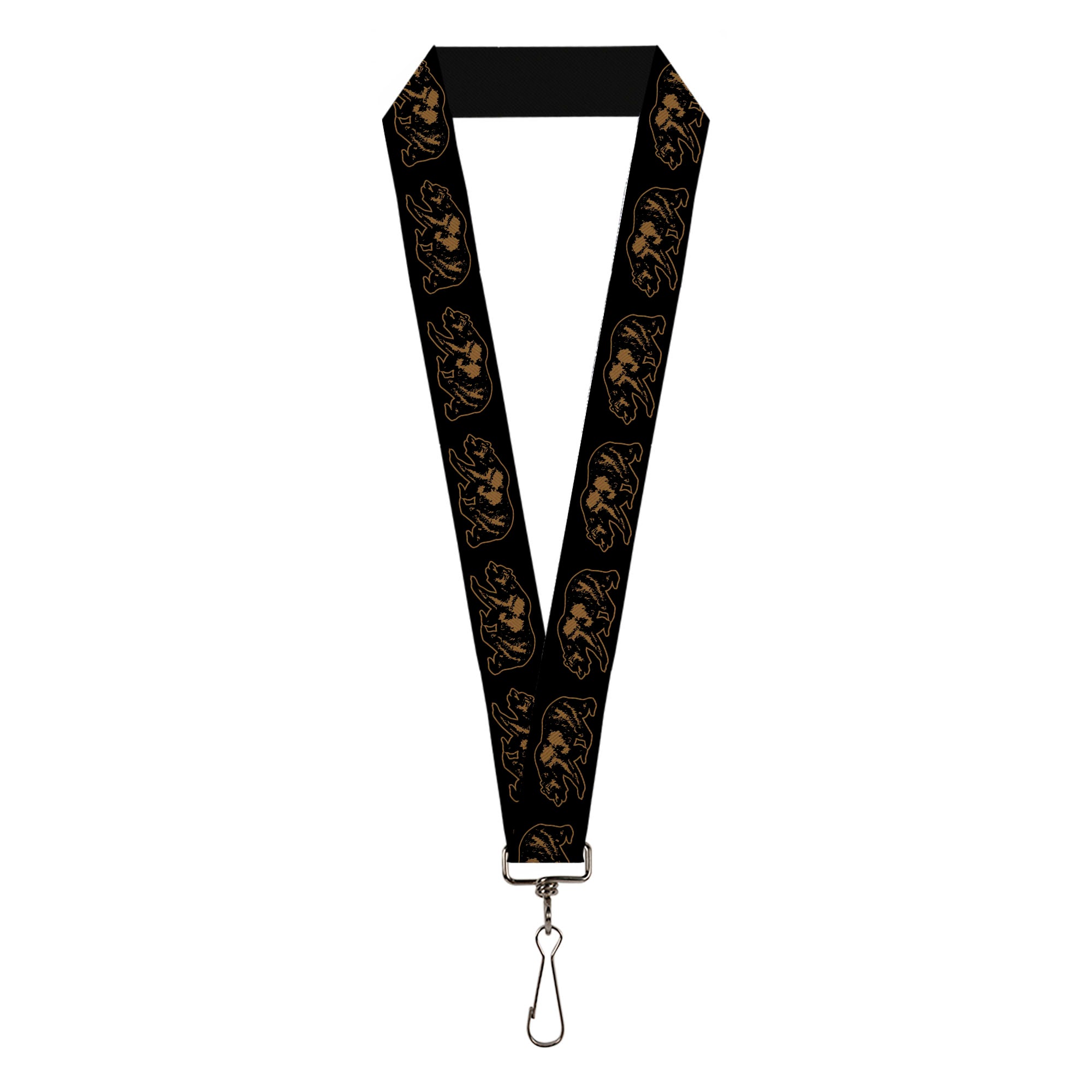 Lanyard - 1.0" - California Grizzly Bear Outline Black Brown Lanyards Buckle-Down