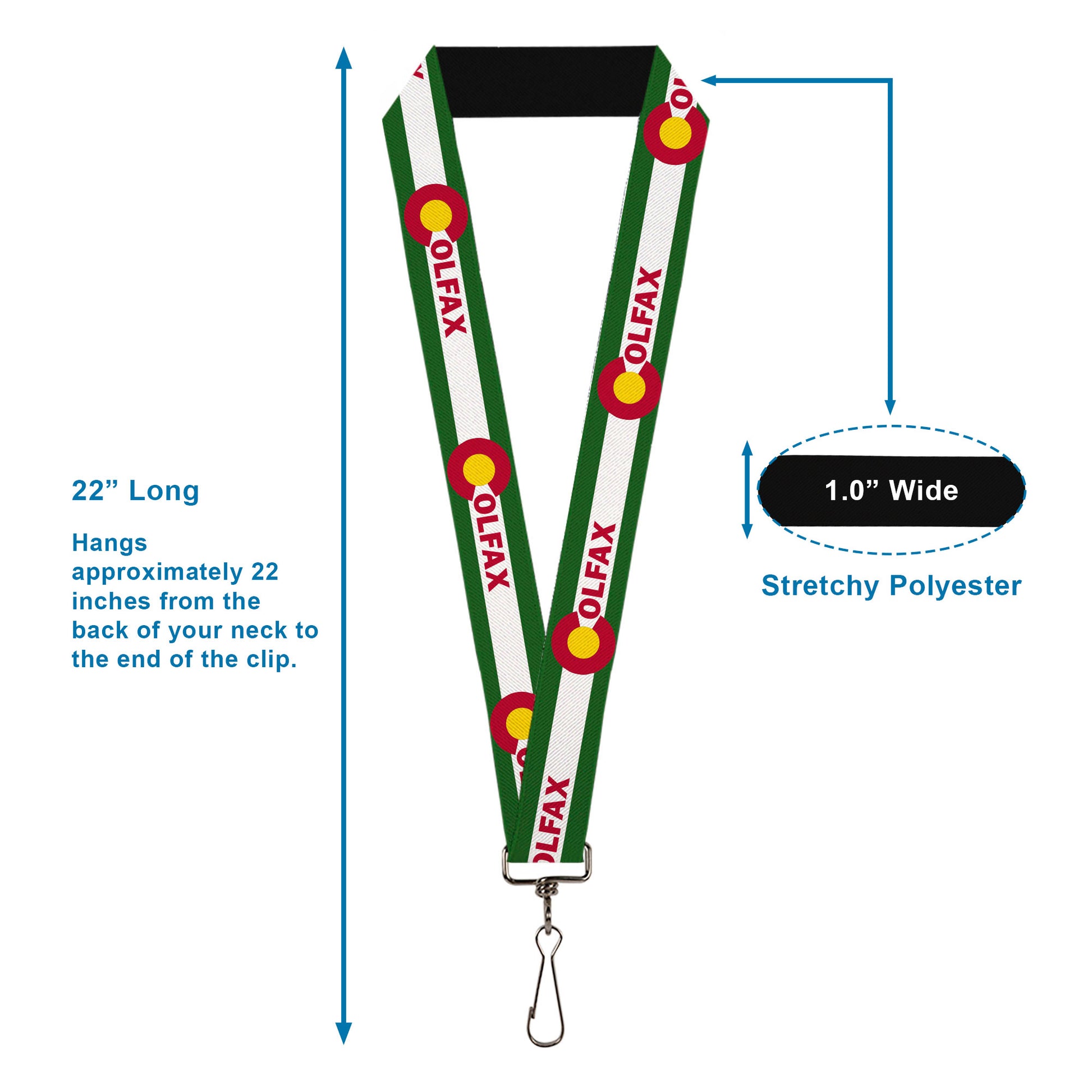 Lanyard - 1.0" - COLFAX Green Stripe Lanyards Buckle-Down