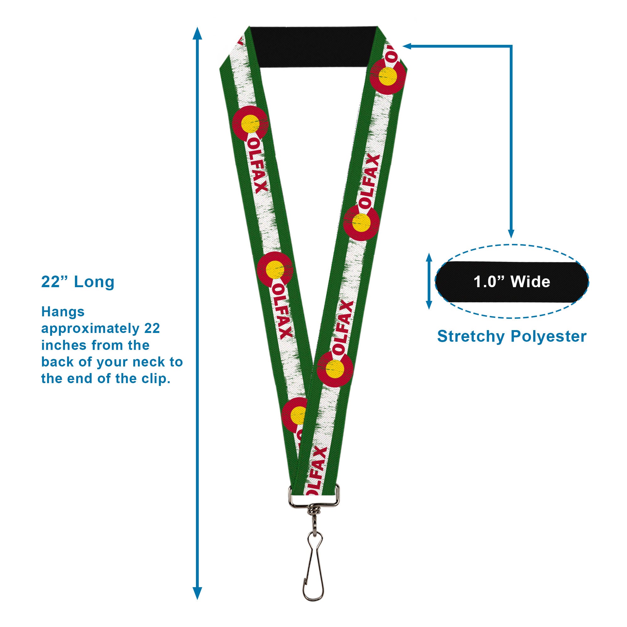 Lanyard - 1.0" - COLFAX Green Stripe Weathered Lanyards Buckle-Down