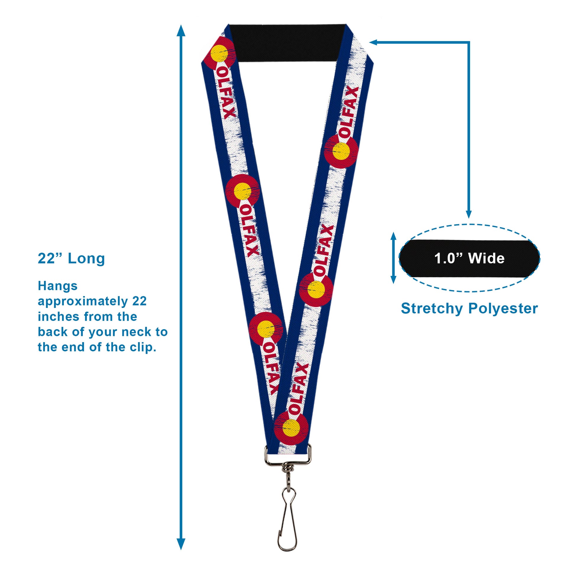Lanyard - 1.0" - COLFAX Colorado Flag Weathered Lanyards Buckle-Down