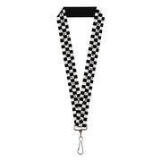 Lanyard - 1.0" - Checker Weathered2 Black White Lanyards Buckle-Down