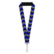 Lanyard - 1.0" - Chevron Blue Black Gray Lanyards Buckle-Down