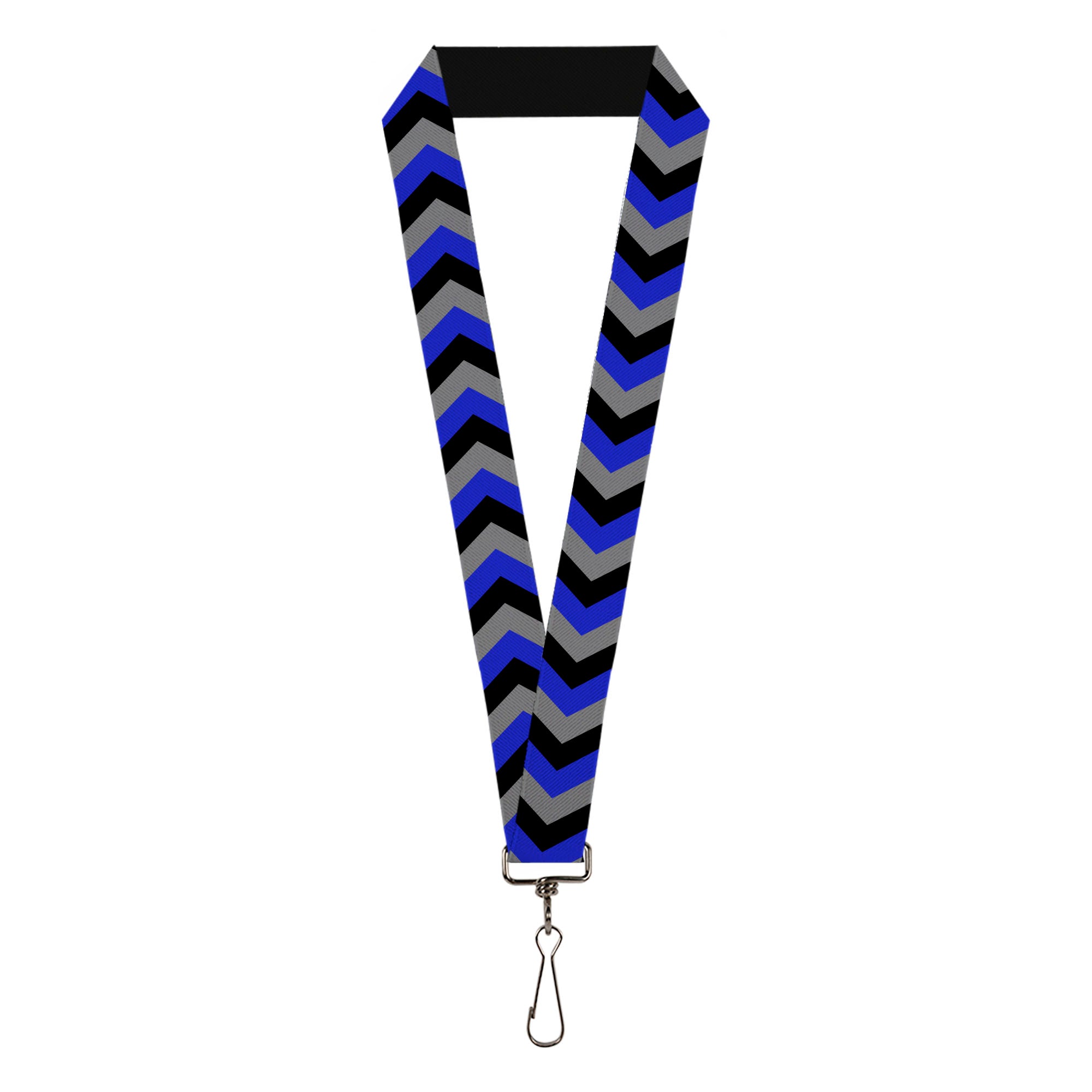 Lanyard - 1.0" - Chevron Blue Black Gray Lanyards Buckle-Down