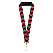 Lanyard - 1.0" - Chevron Red Black Gray Lanyards Buckle-Down