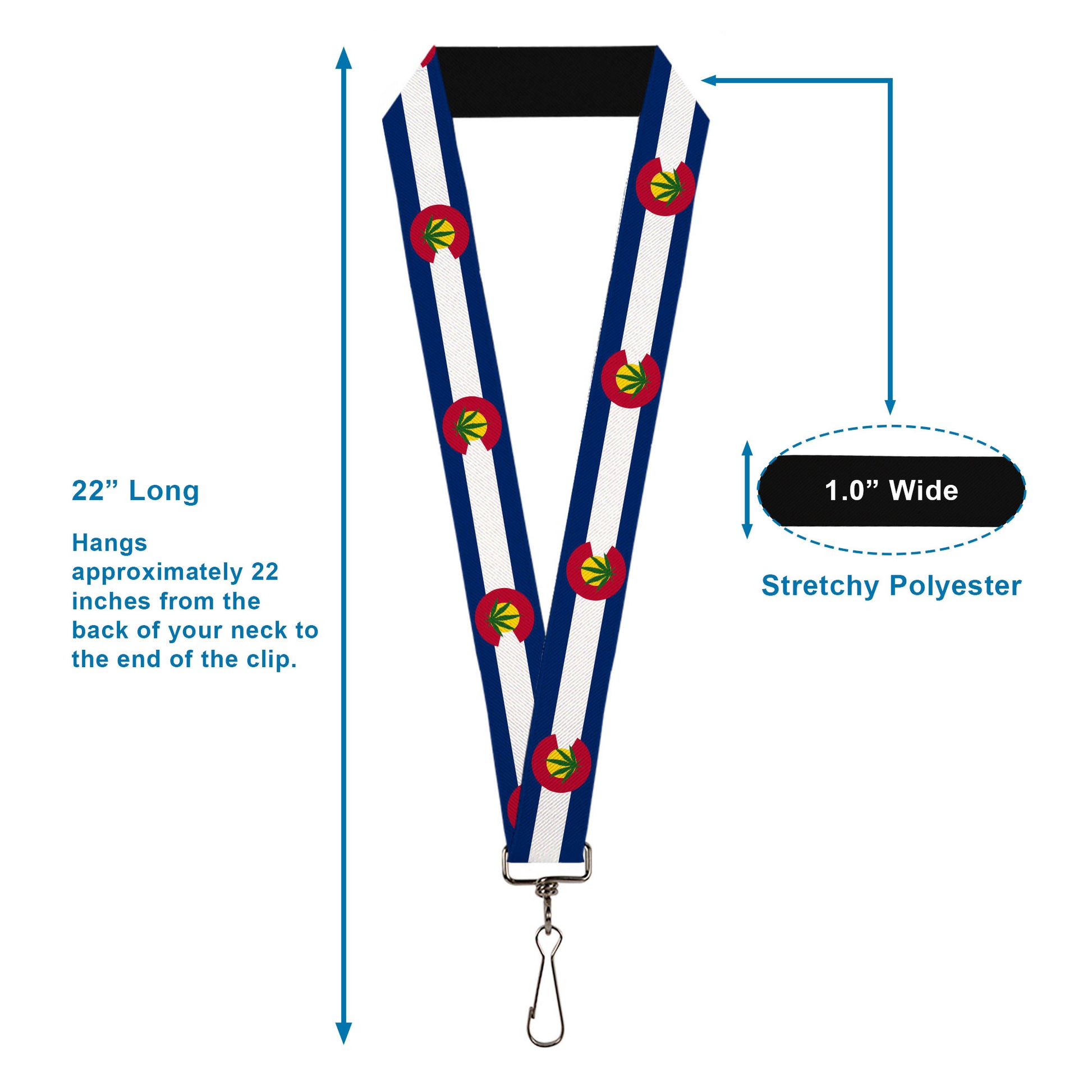 Lanyard - 1.0" - Colorado Flag Marijuana Leaf Lanyards Buckle-Down