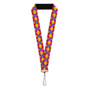 Lanyard - 1.0" - Diamond Plaid Orange Yellow Blue Purple Fuchsia Lanyards Buckle-Down