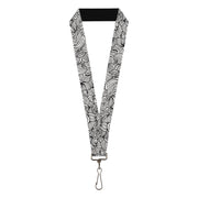 Lanyard - 1.0" - Doodle1 White Black Lanyards Buckle-Down