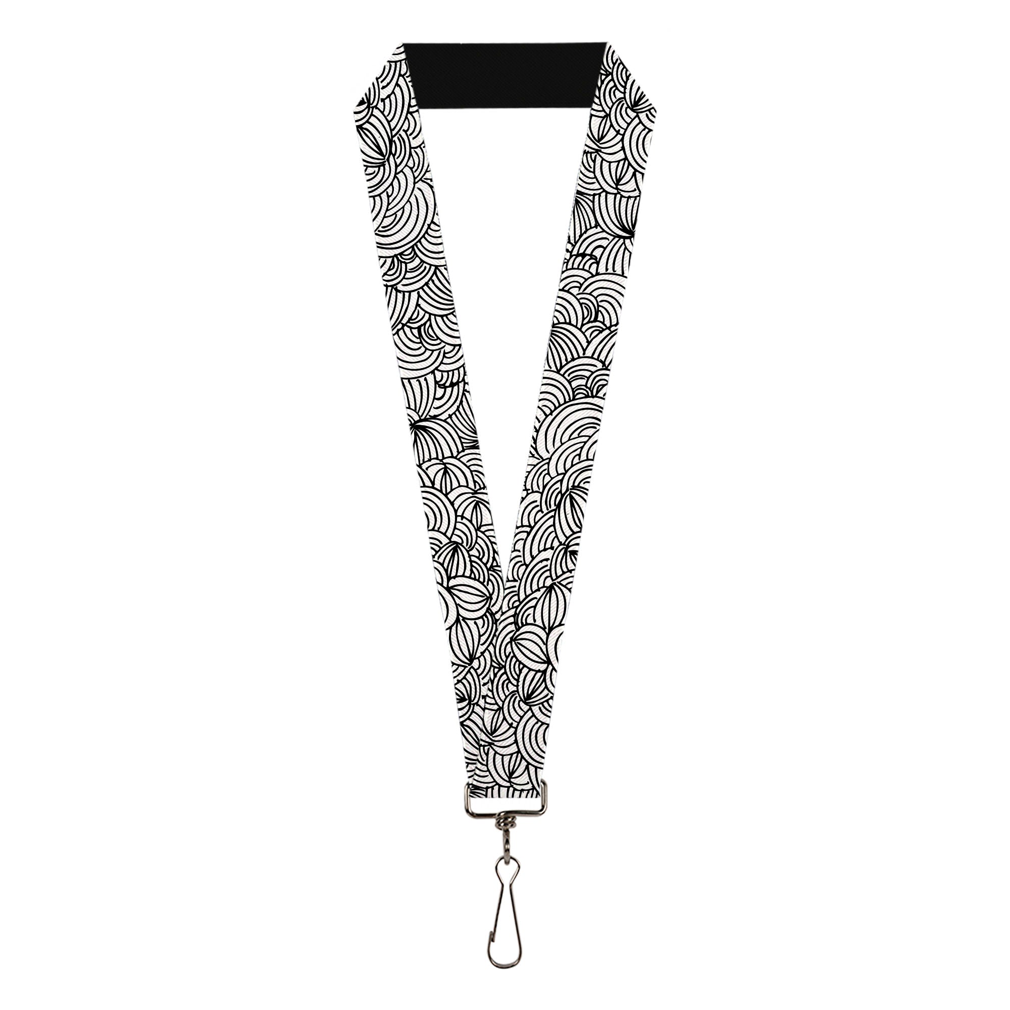 Lanyard - 1.0" - Doodle1 White Black Lanyards Buckle-Down