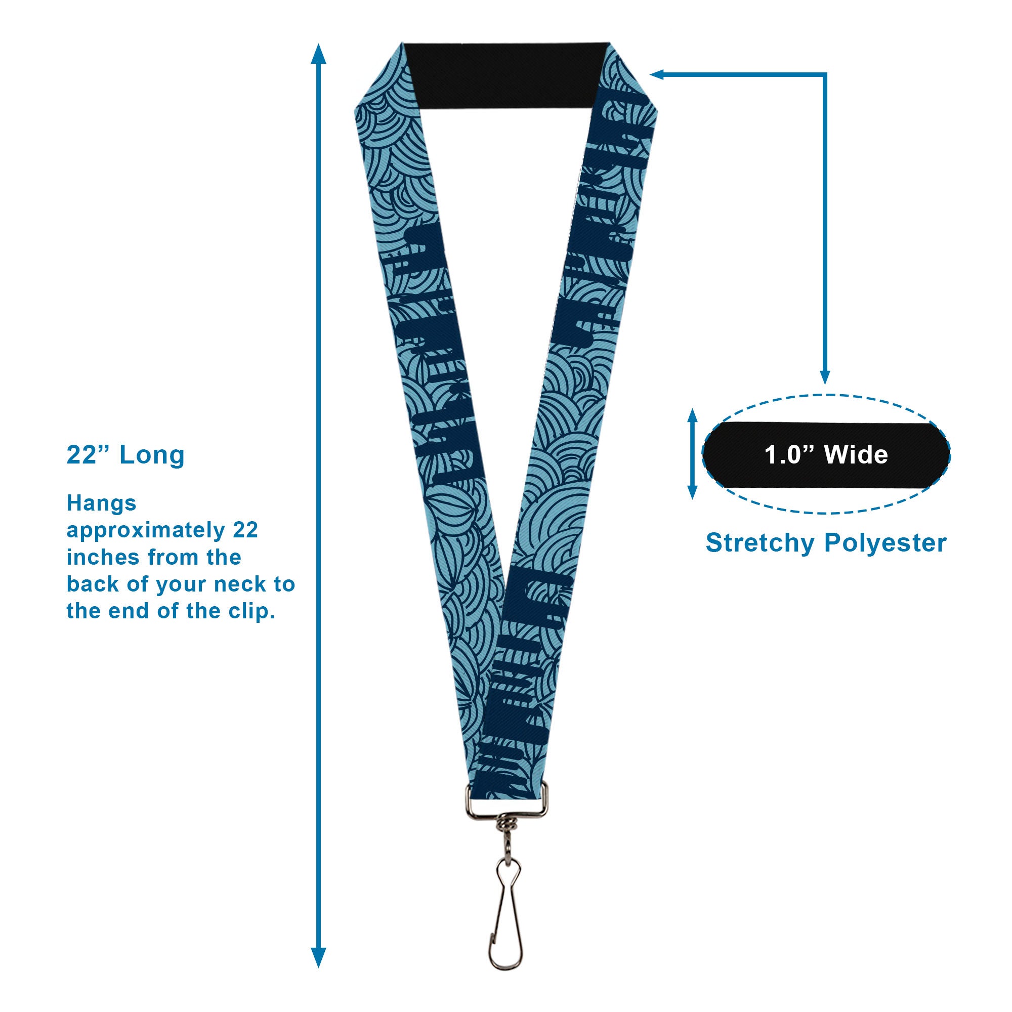 Lanyard - 1.0" - Doodle1 Paint Drips Blues Lanyards Buckle-Down