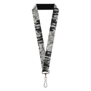 Lanyard - 1.0" - Doodle1 Paint Drips White Black Lanyards Buckle-Down