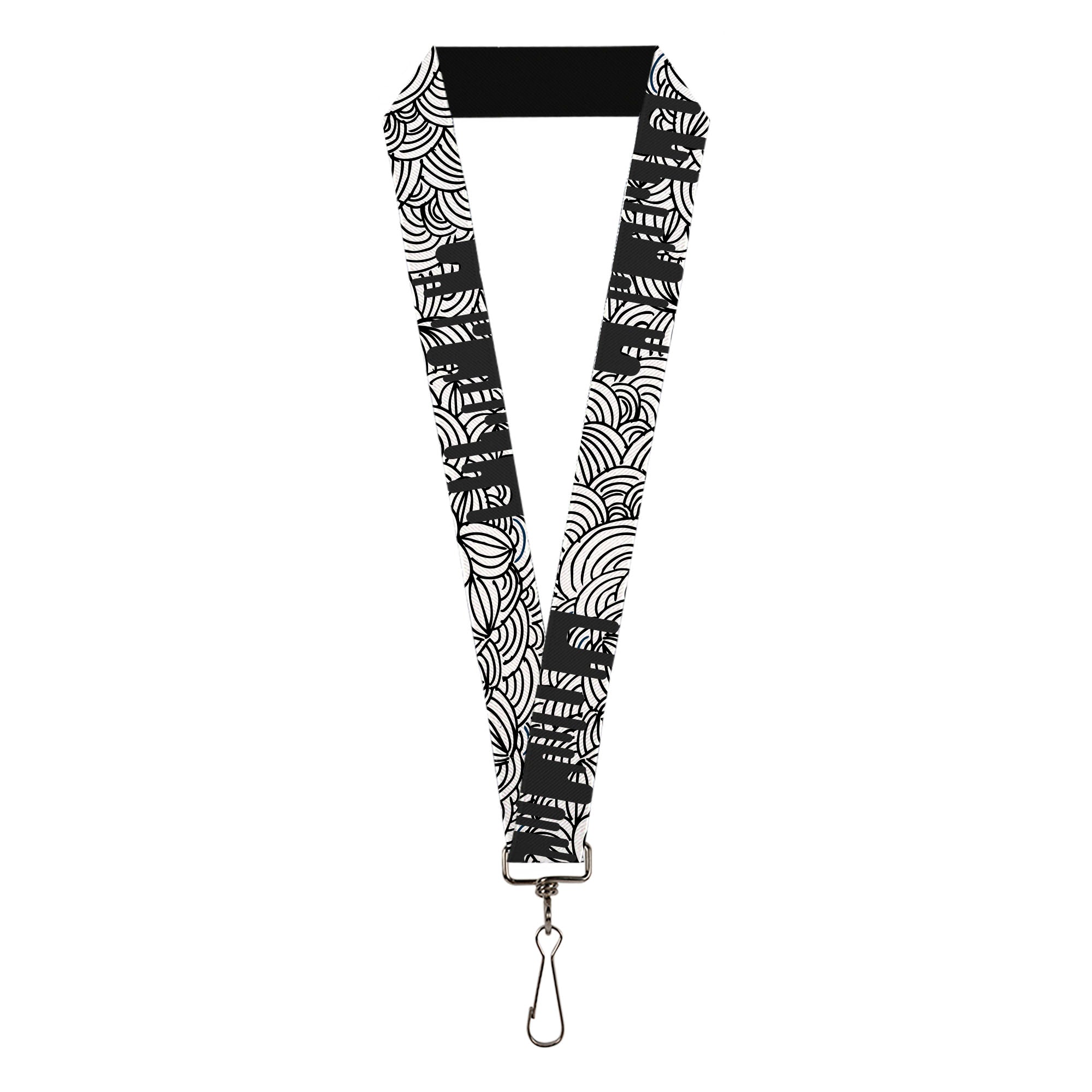 Lanyard - 1.0" - Doodle1 Paint Drips White Black Lanyards Buckle-Down