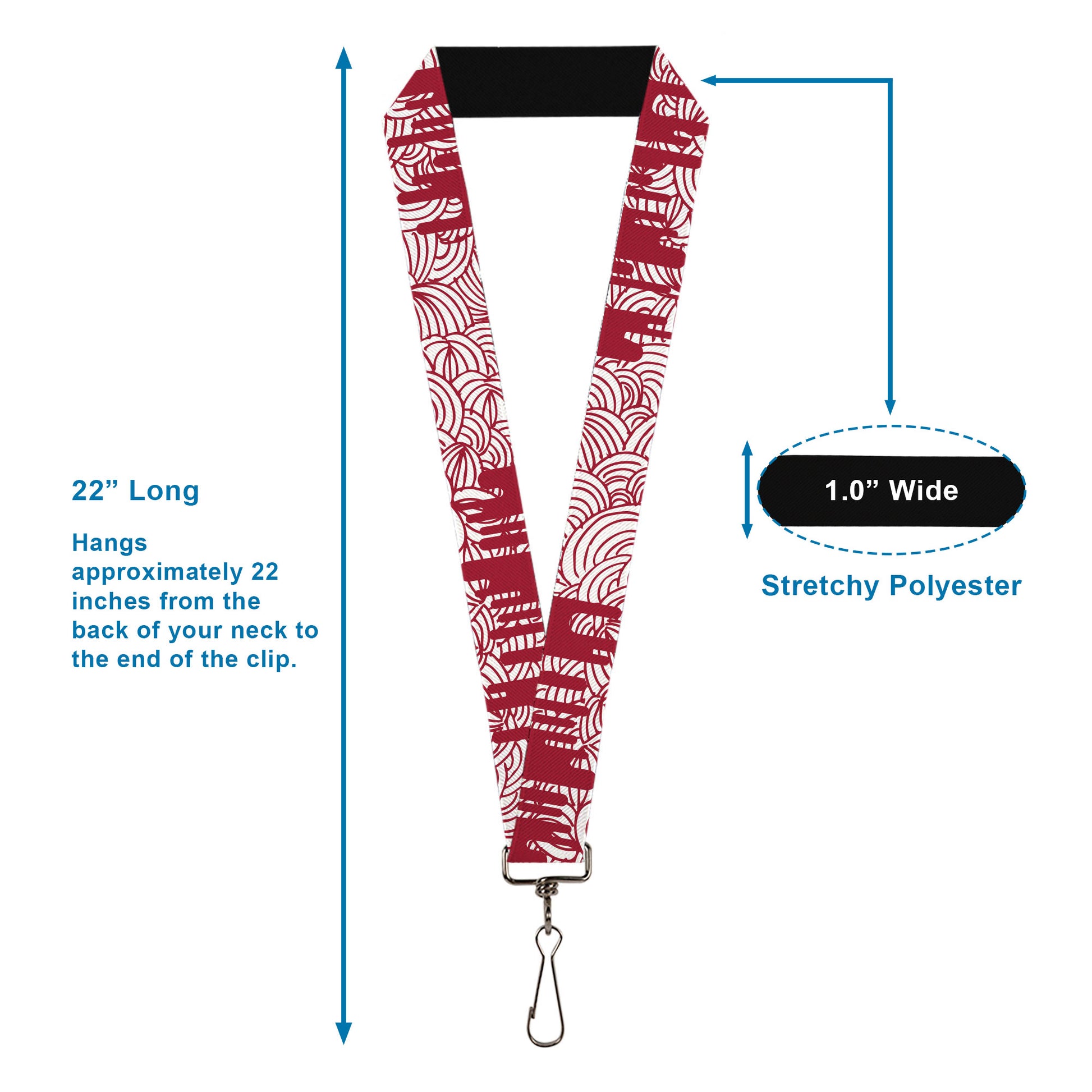 Lanyard - 1.0" - Doodle1 Paint Drips White Red Lanyards Buckle-Down