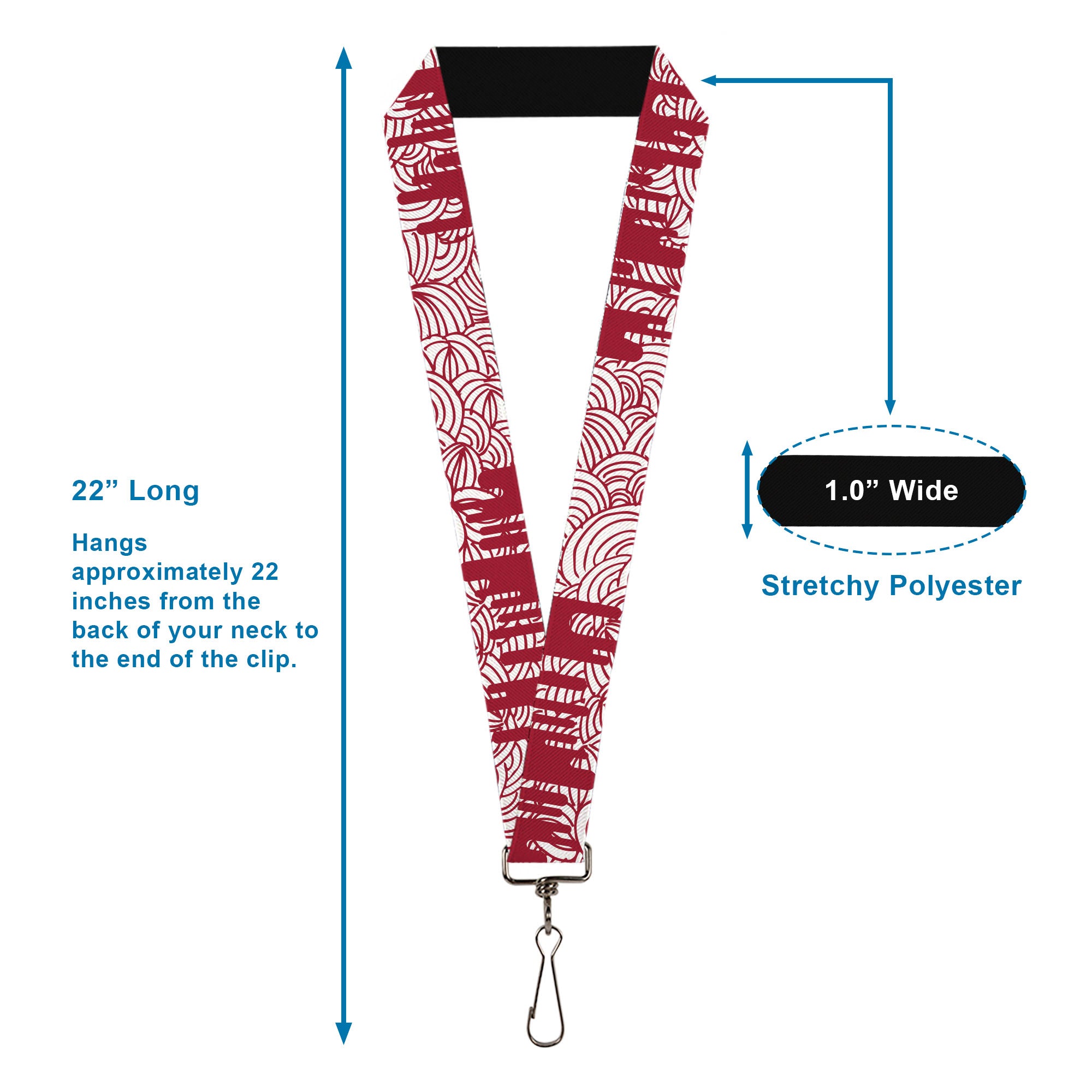 Lanyard - 1.0" - Doodle1 Paint Drips White Red Lanyards Buckle-Down