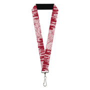 Lanyard - 1.0" - Doodle1 Paint Drips White Red Lanyards Buckle-Down