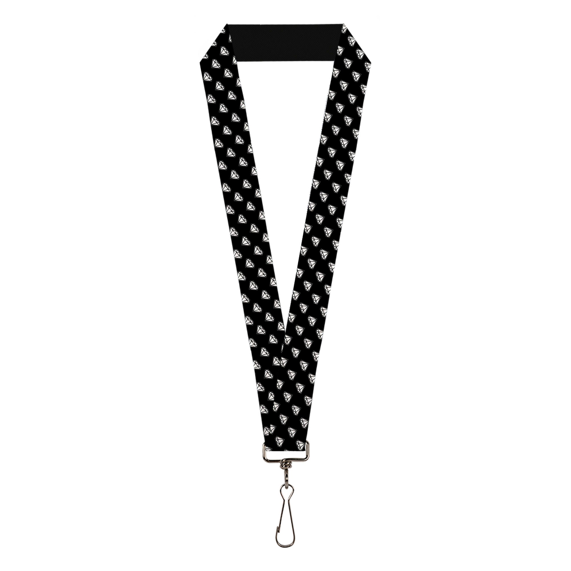 Lanyard - 1.0" - Diamonds Diagonal Black White Lanyards Buckle-Down